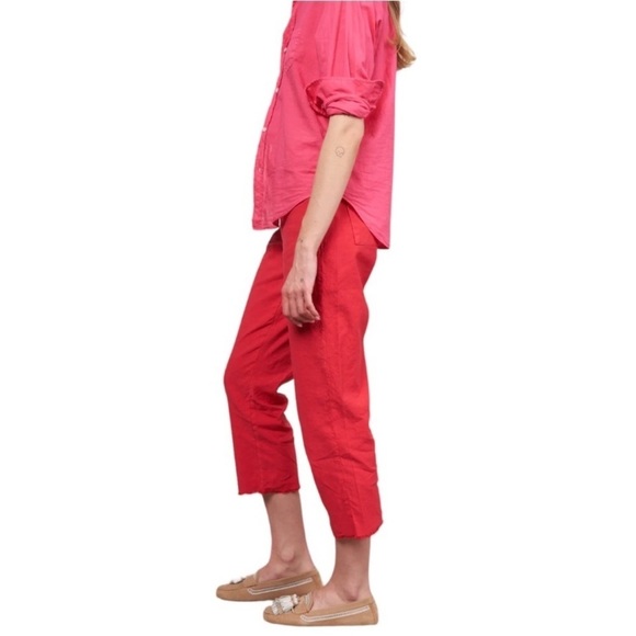 Frank & Eileen Kinsale Performance Pant Raw Hem High Rise 2 Red classic cropped - Picture 3 of 15